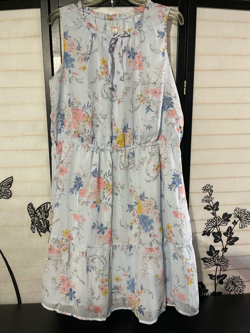 Merona Light Blue Floral Tie-Front Sundress